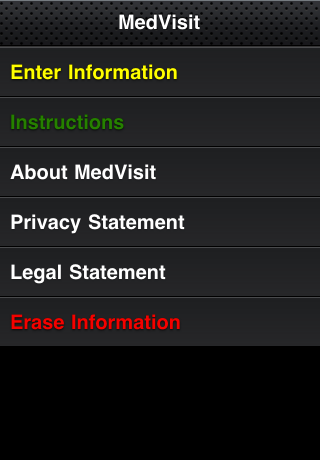 screenshot of first app screen