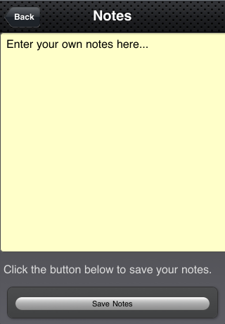 screenshot of notes screen